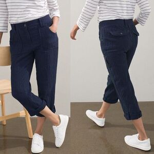 Chico's Crinkle‎ Cotton Joggers Relaxed Pants Coastal Roll Tab 2.5 / L / 14 NEW